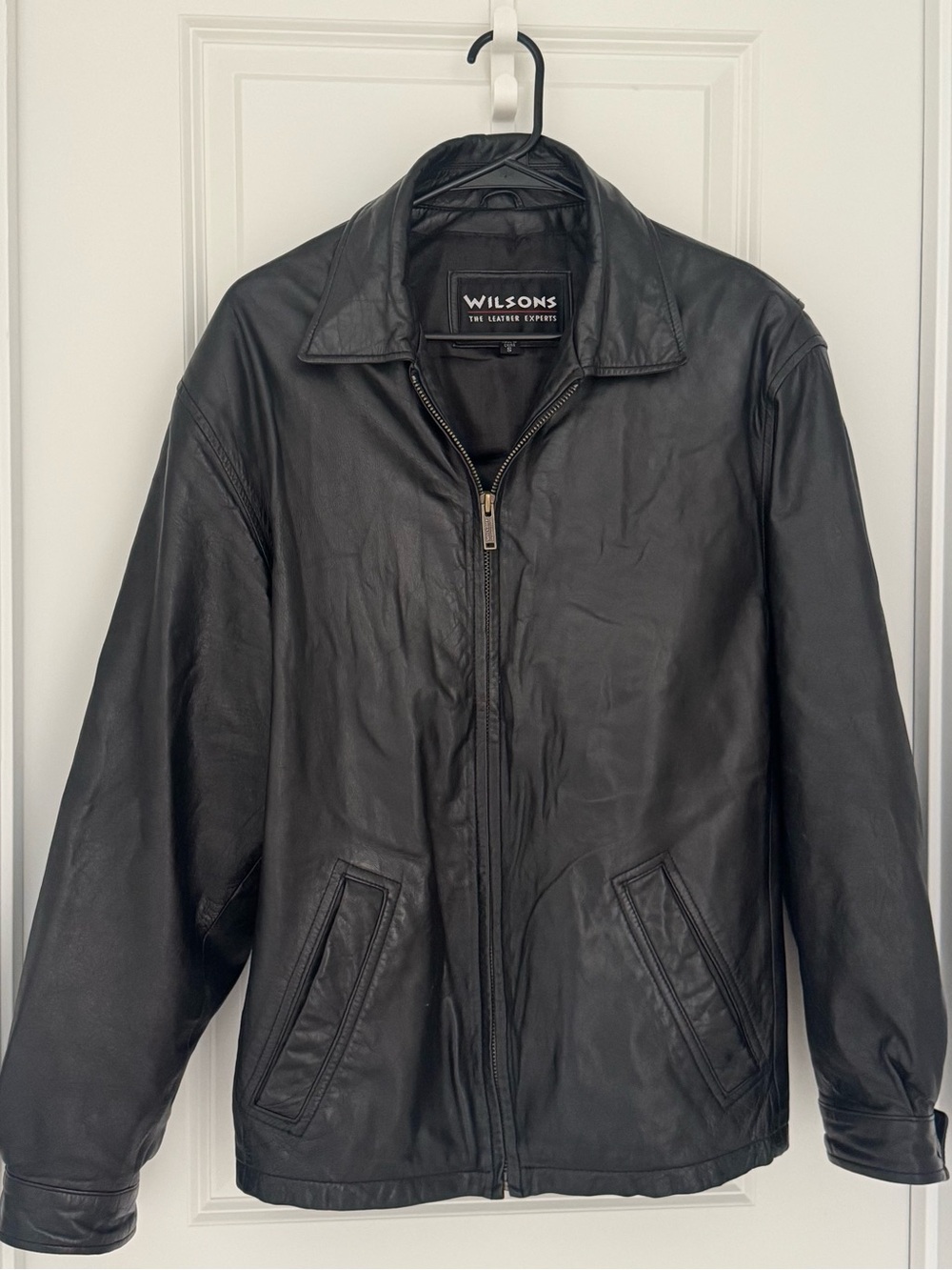 Wilsons The Leather Experts Men’s S Black Leather Jacket Relaxed Fit Full Zip
